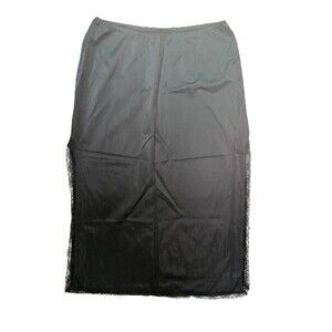 Vtg Kayser Nylon Black Lace Half Slip Small High Side Slits Sexy Romantic Skirt